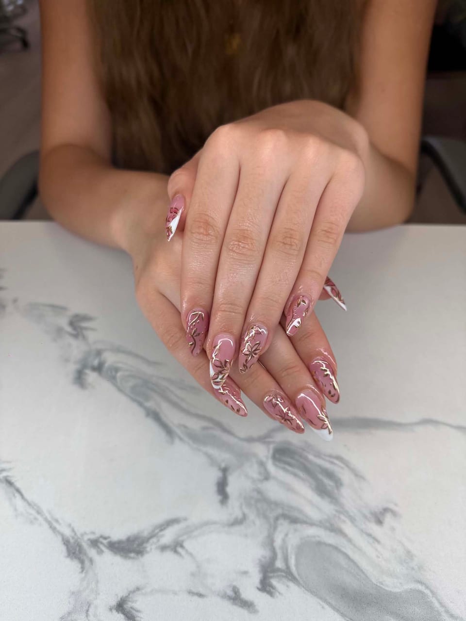 Hand-painted nail art at UME Beauty Nails Spa