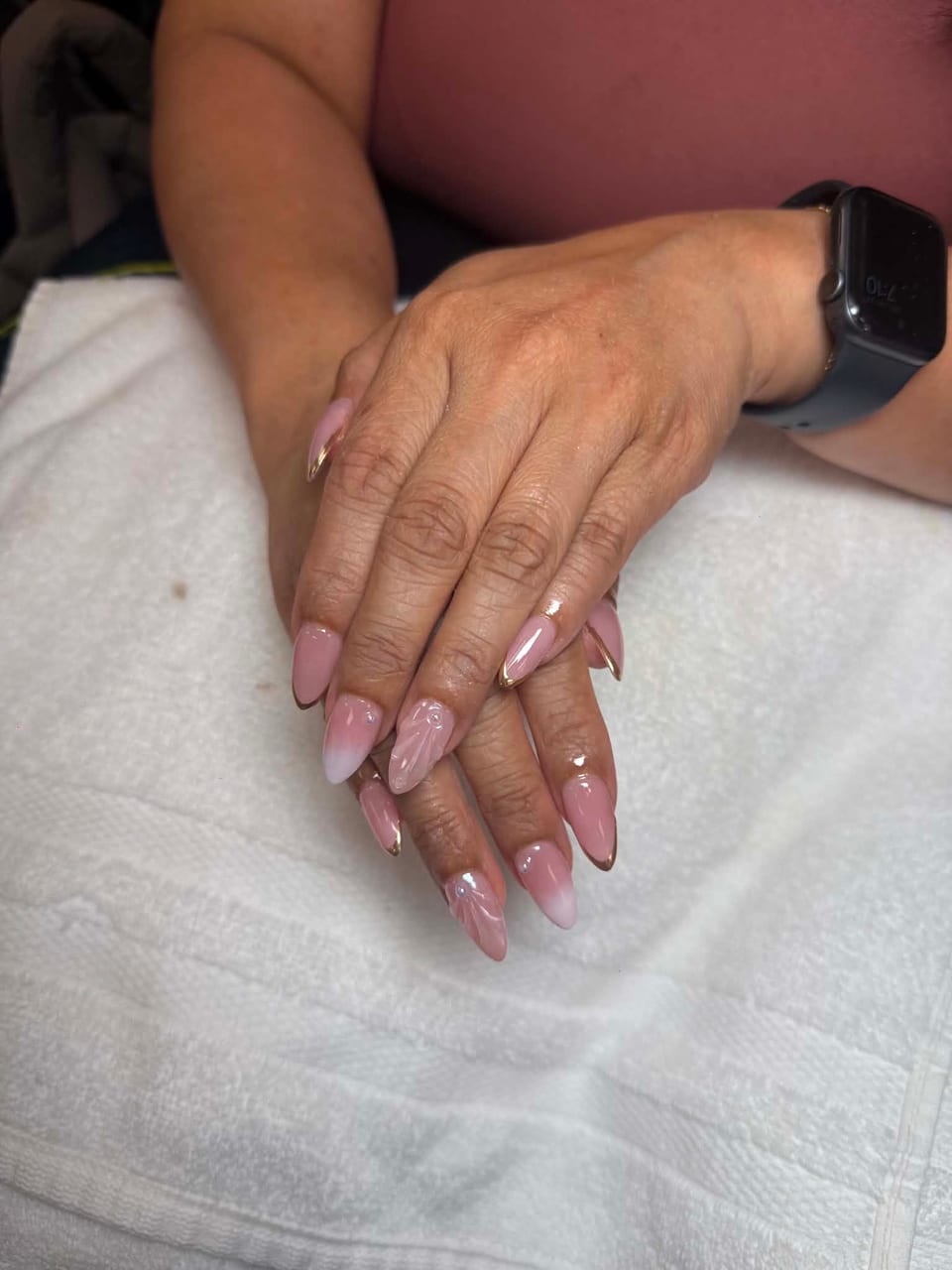 Nails with crystals and glitter at UME Beauty Nails Spa