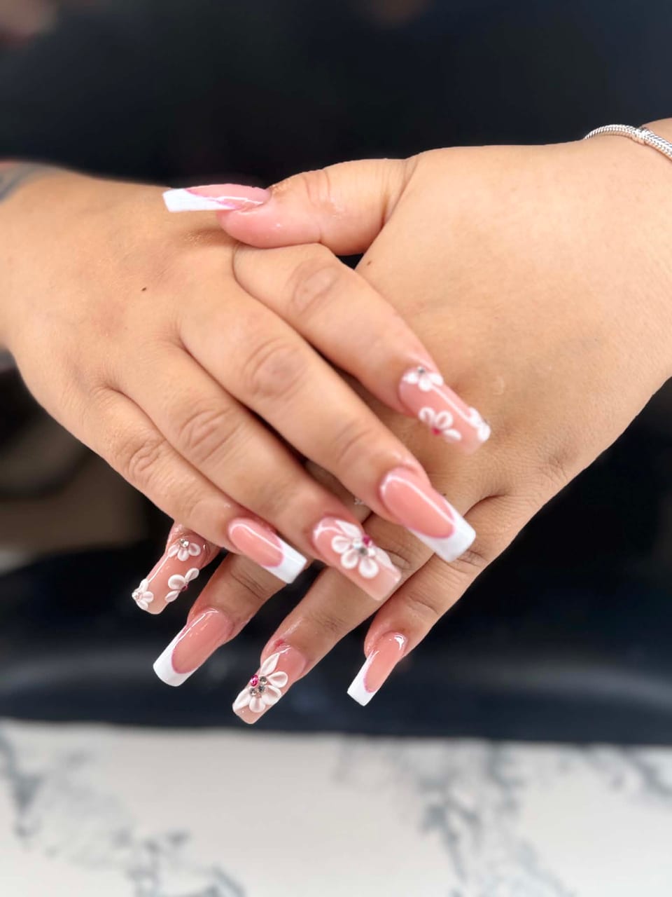 Nails with crystals and glitter at UME Beauty Nails Spa
