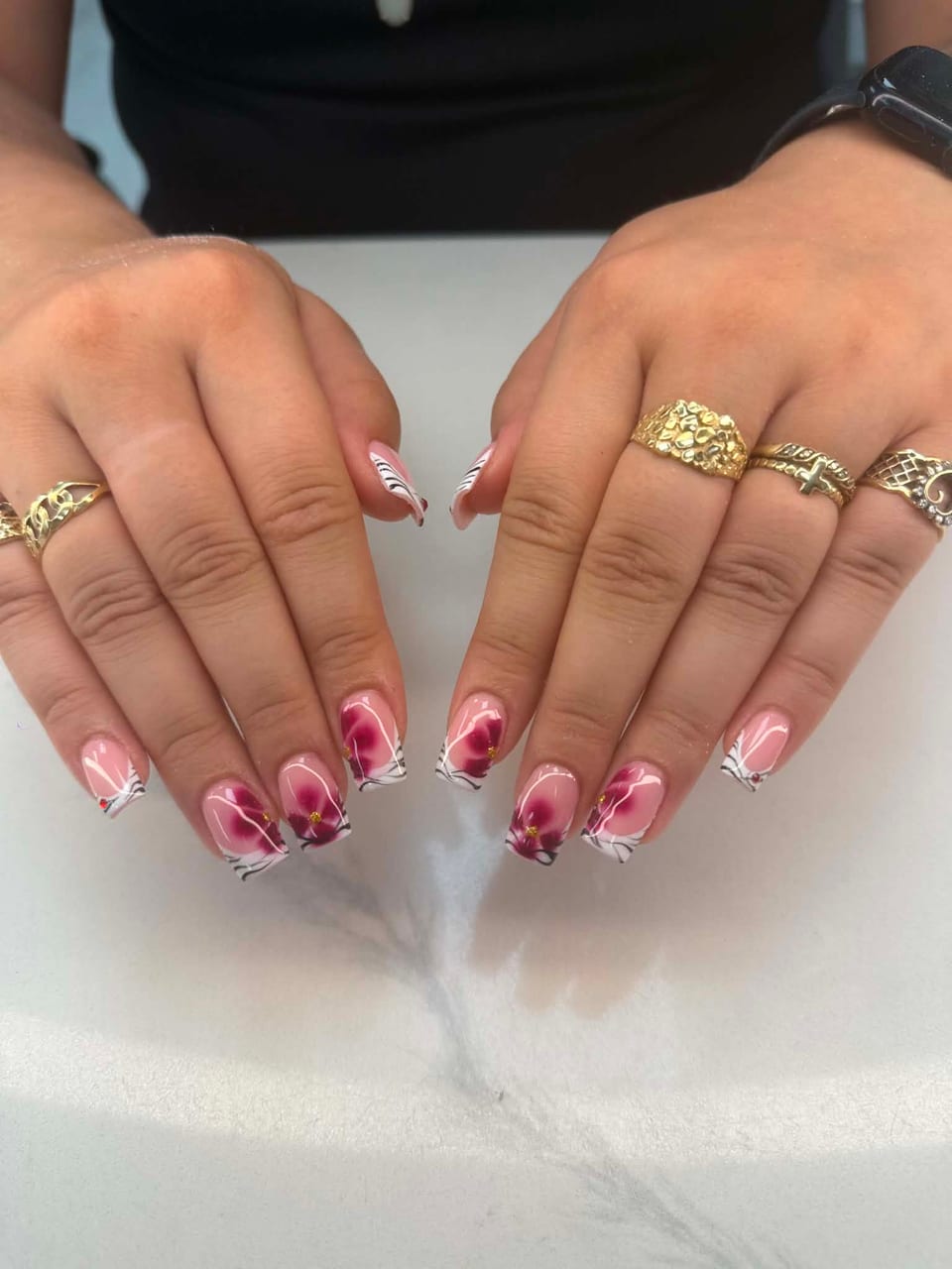 Hand-painted nail art at UME Beauty Nails Spa