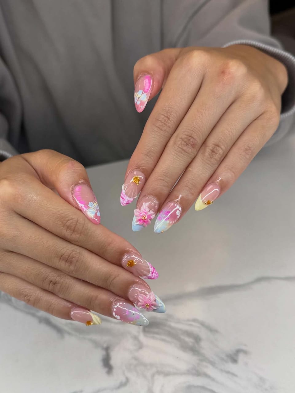 Hand-painted nail art at UME Beauty Nails Spa