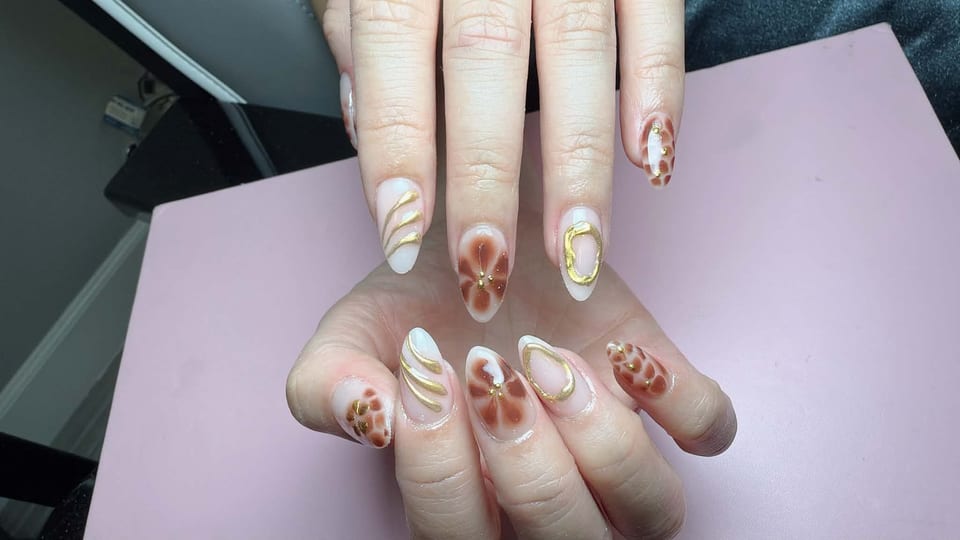 Hand-painted nail art at UME Beauty Nails Spa