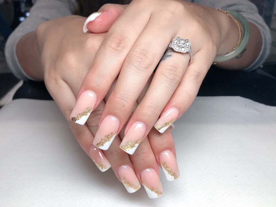 Nails with crystals and glitter at UME Beauty Nails Spa