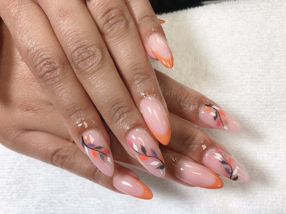 Hand-painted nail art at UME Beauty Nails Spa