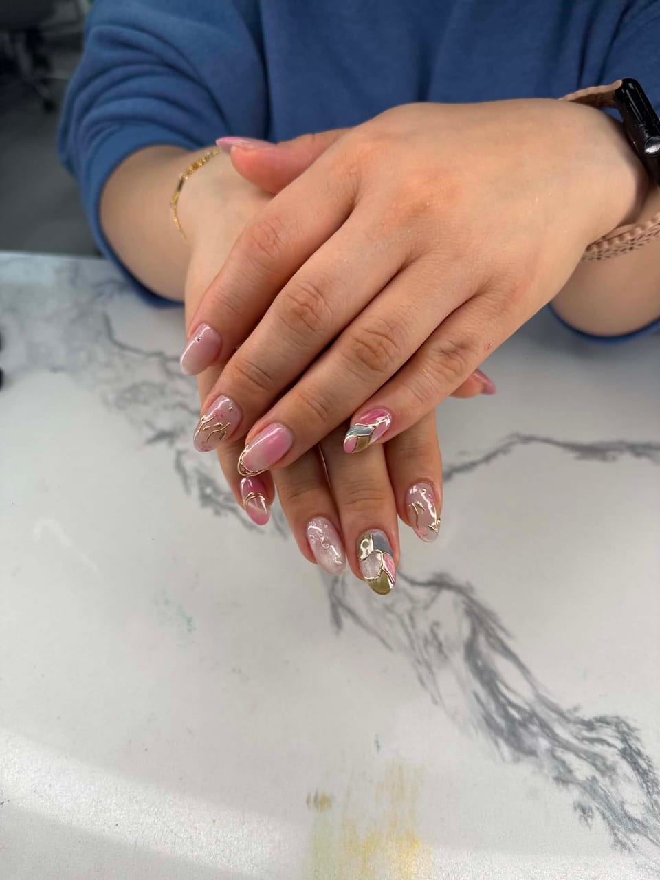 Hand-painted nail art at UME Beauty Nails Spa