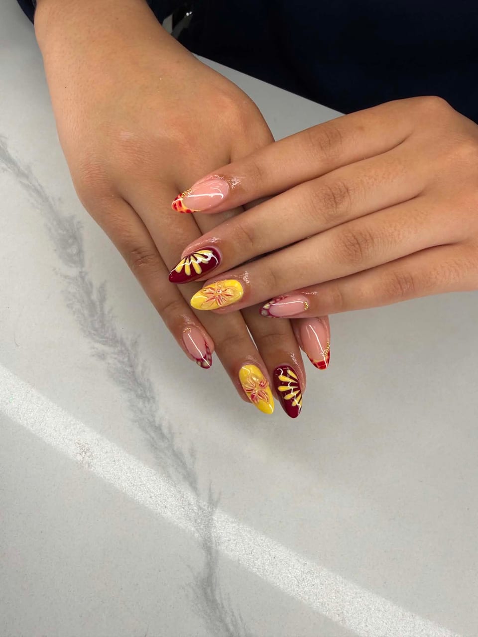 Hand-painted nail art at UME Beauty Nails Spa