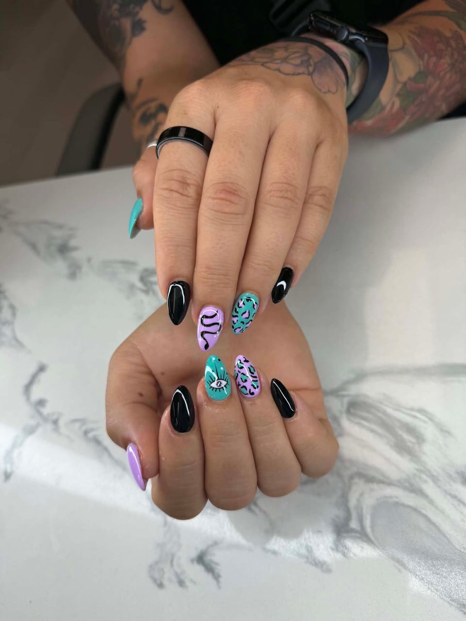 Hand-painted nail art at UME Beauty Nails Spa
