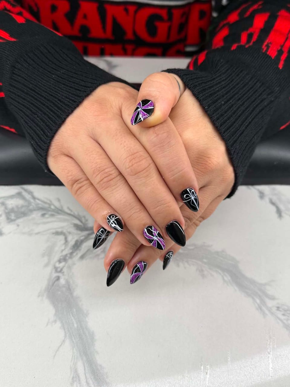 Hand-painted nail art at UME Beauty Nails Spa