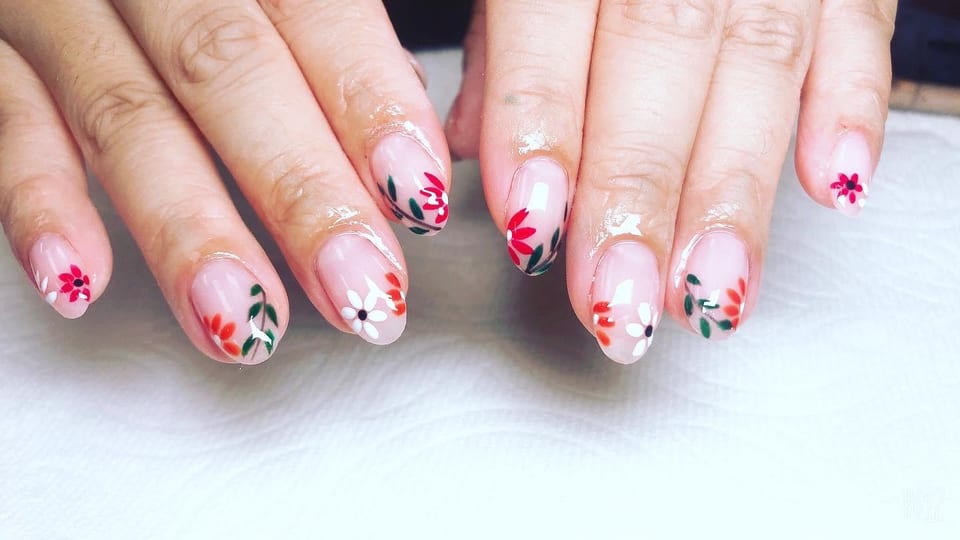 Hand-painted nail art at UME Beauty Nails Spa