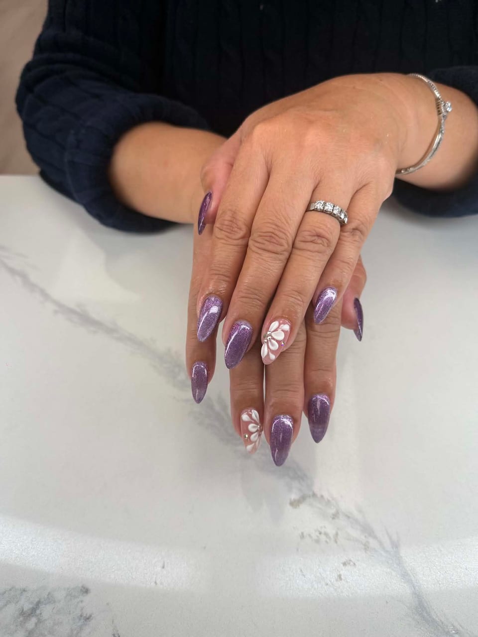 Nails with crystals and glitter at UME Beauty Nails Spa