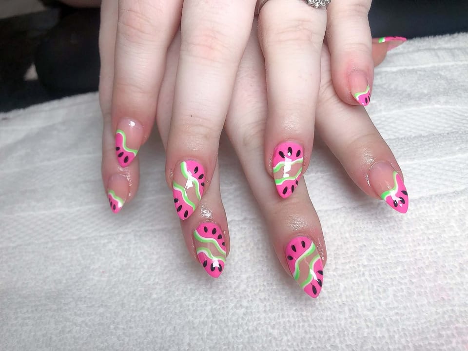 Hand-painted nail art at UME Beauty Nails Spa