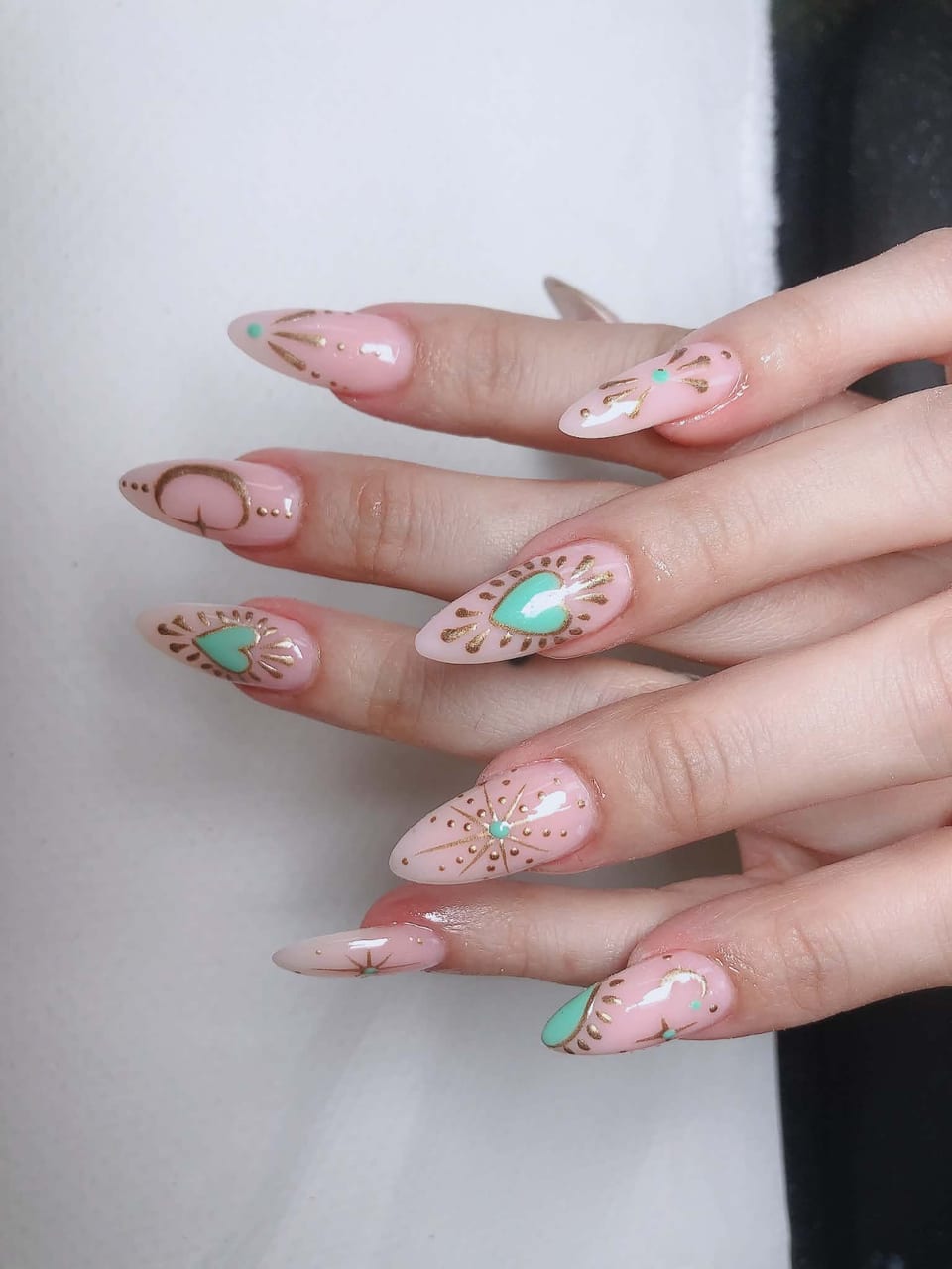 Nails with crystals and glitter at UME Beauty Nails Spa