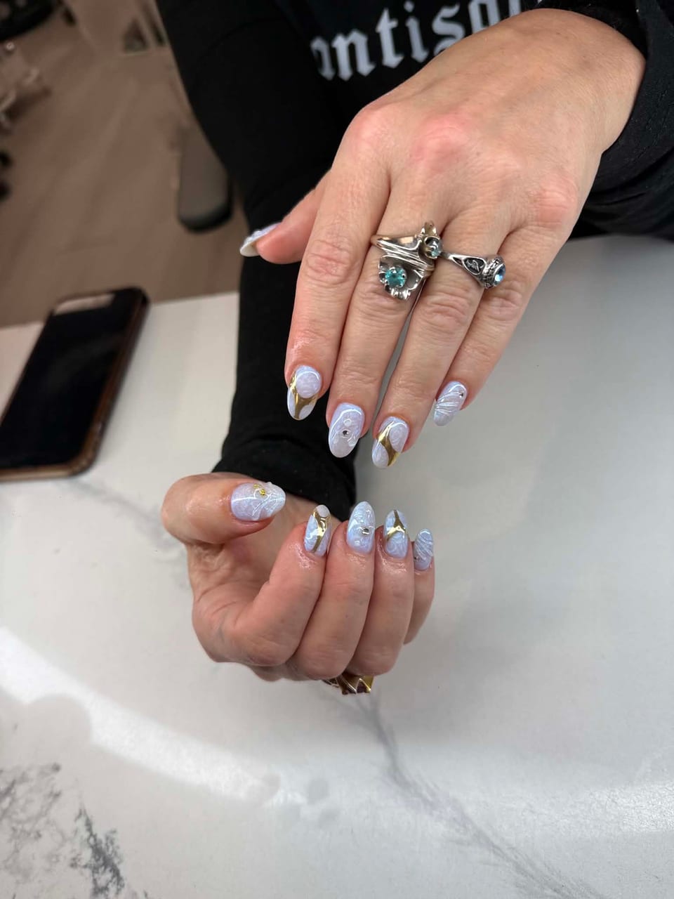 Hand-painted nail art at UME Beauty Nails Spa