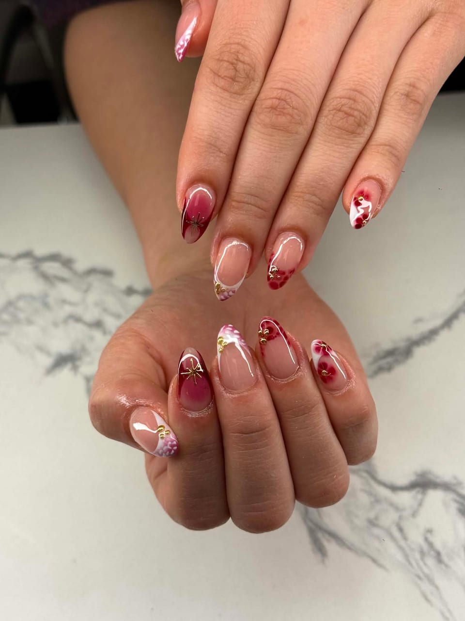 Hand-painted nail art at UME Beauty Nails Spa