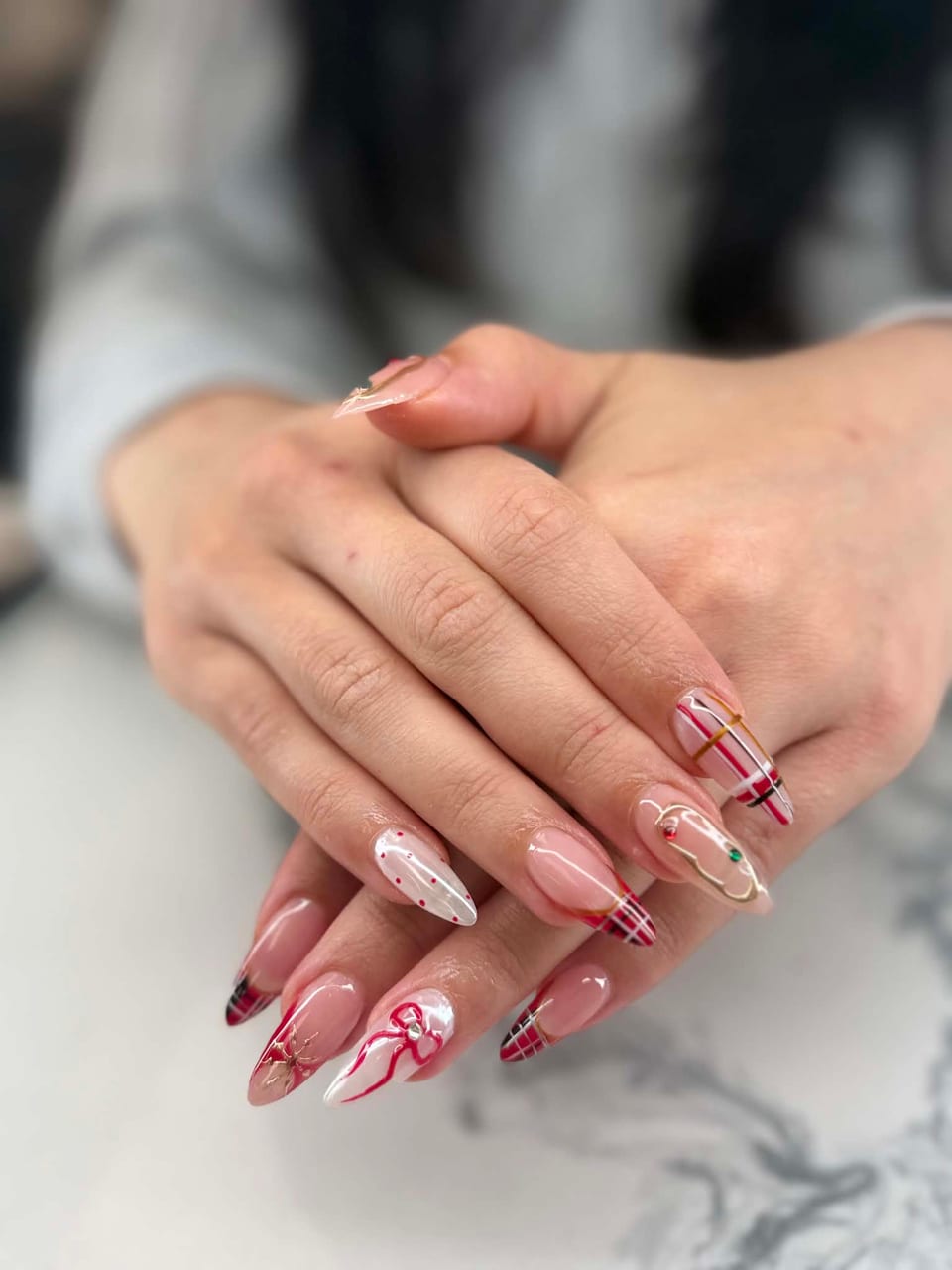 Hand-painted nail art at UME Beauty Nails Spa