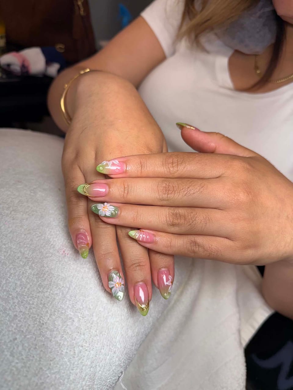 Nails with crystals and glitter at UME Beauty Nails Spa