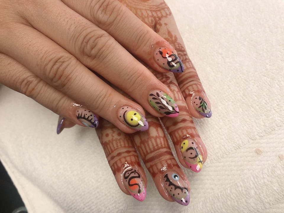 Hand-painted nail art at UME Beauty Nails Spa