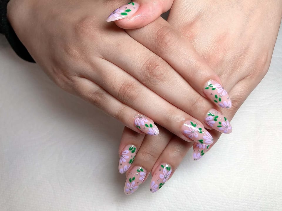 Hand-painted nail art at UME Beauty Nails Spa