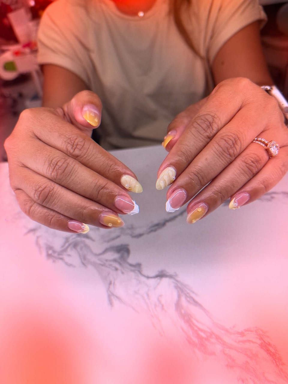 Hand-painted nail art at UME Beauty Nails Spa