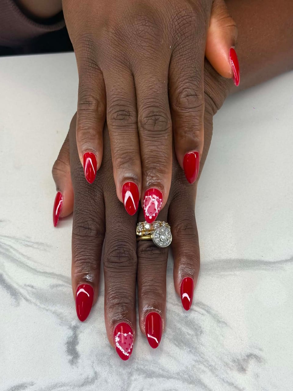Nails with crystals and glitter at UME Beauty Nails Spa