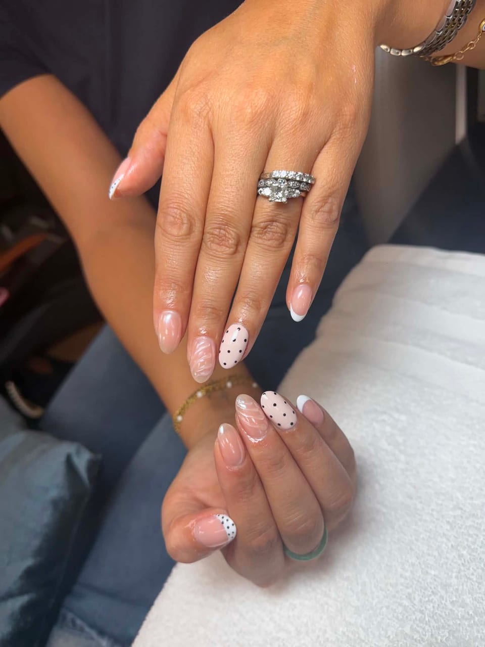 Nails with crystals and glitter at UME Beauty Nails Spa