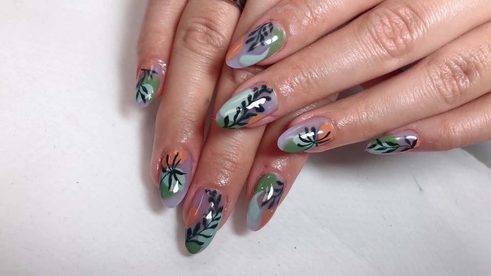 Hand-painted nail art at UME Beauty Nails Spa