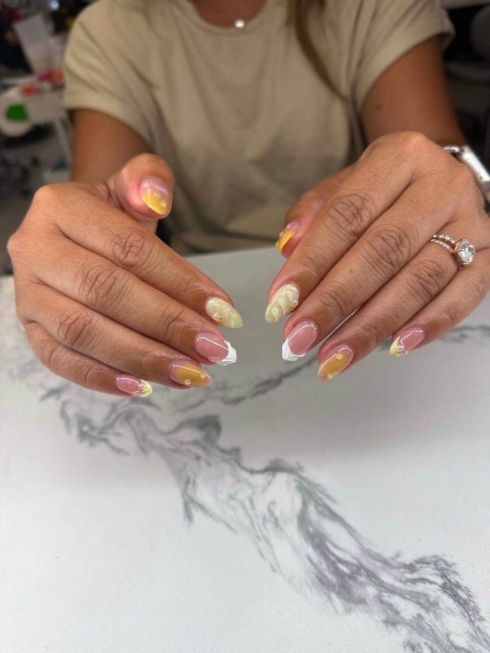 Hand-painted nail art at UME Beauty Nails Spa