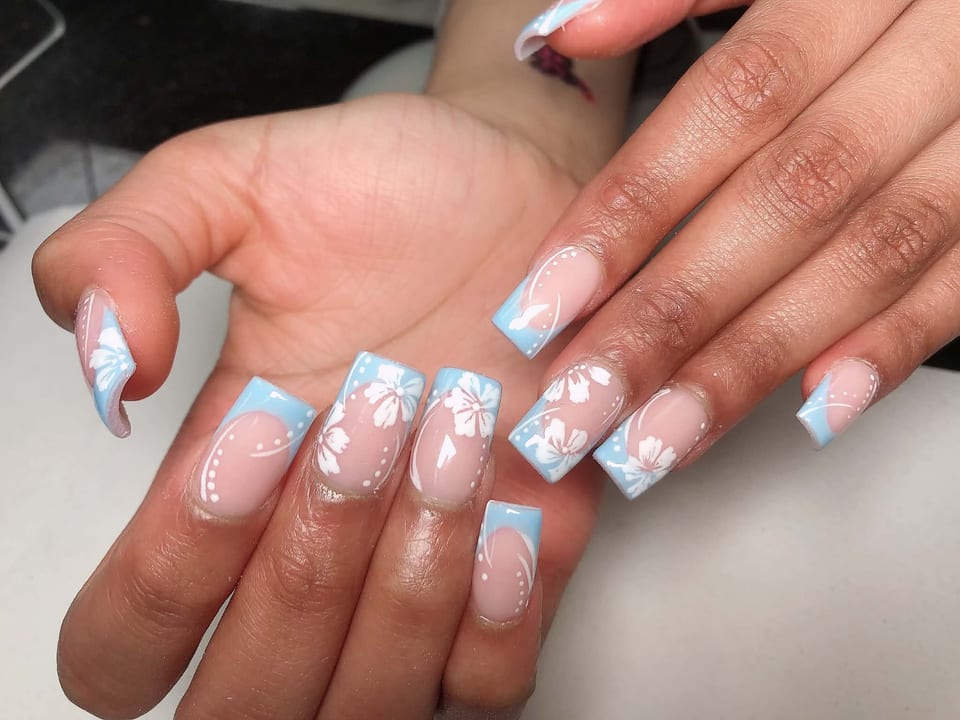 Hand-painted nail art at UME Beauty Nails Spa
