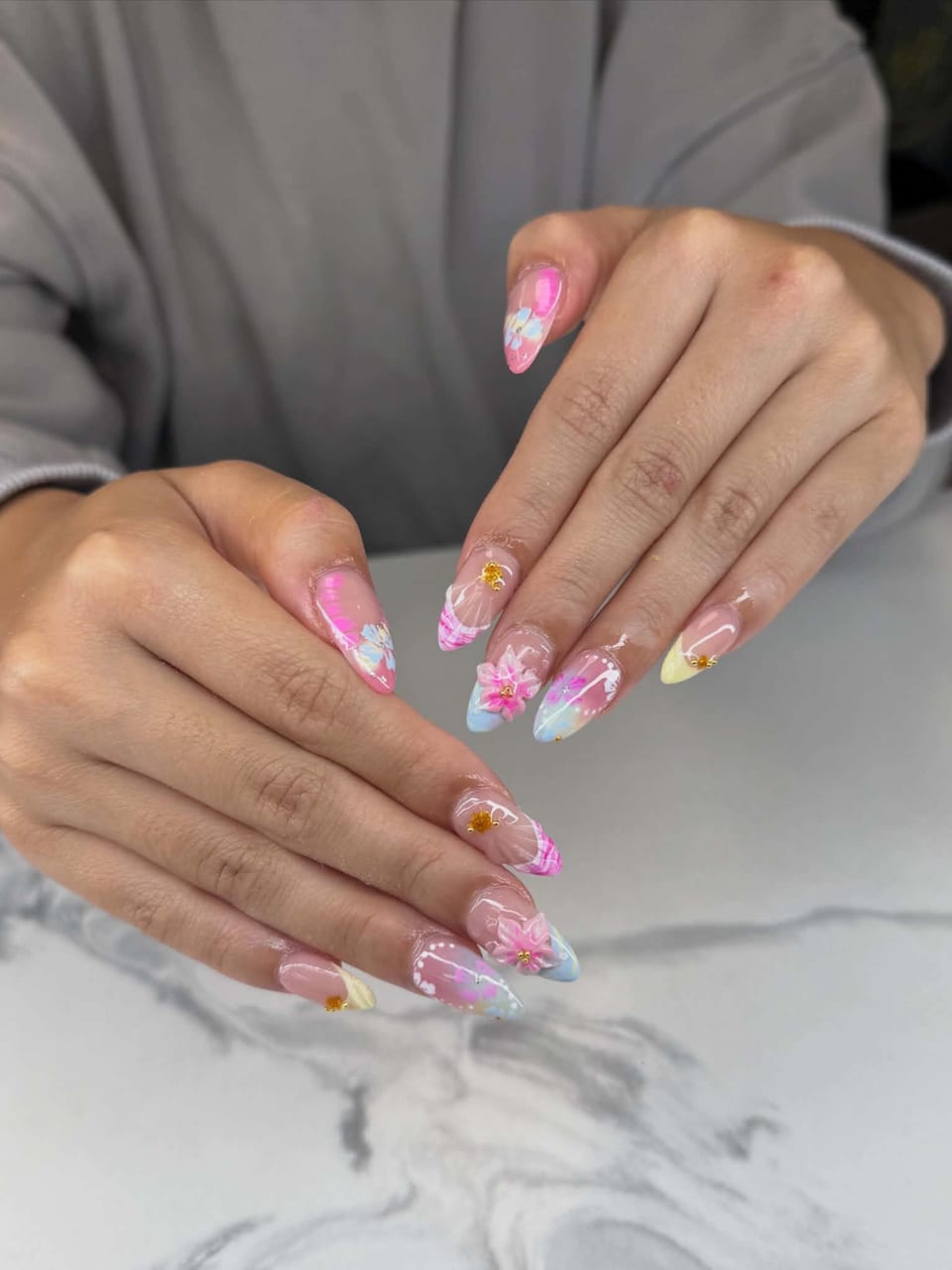 Hand-painted nail art at UME Beauty Nails Spa