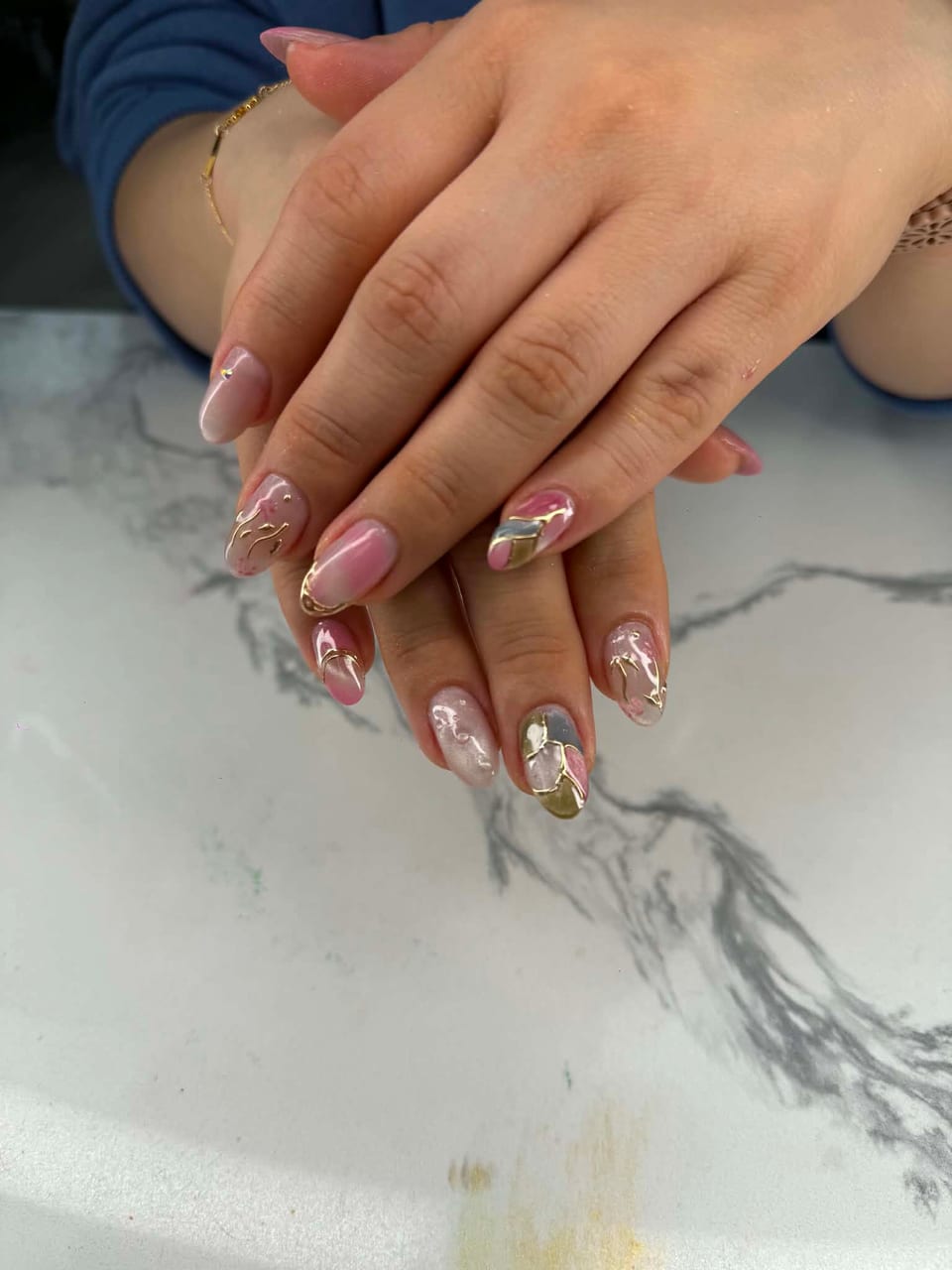 Hand-painted nail art at UME Beauty Nails Spa