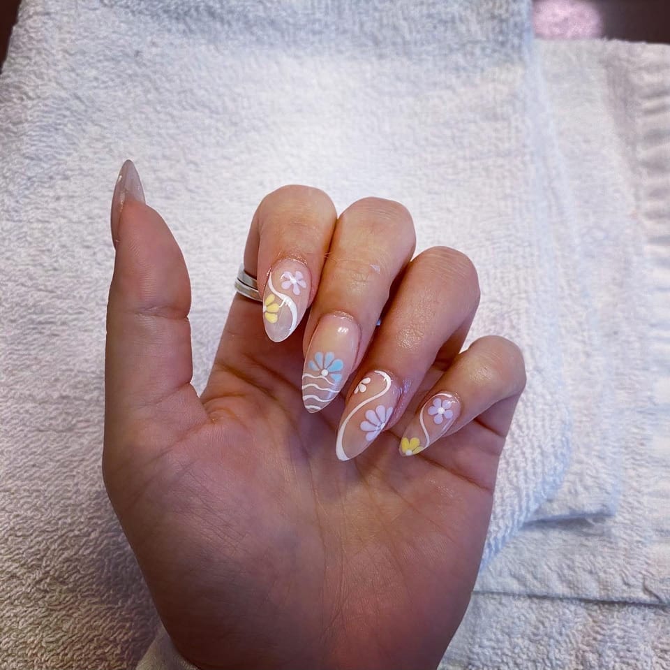 Nails with crystals and glitter at UME Beauty Nails Spa