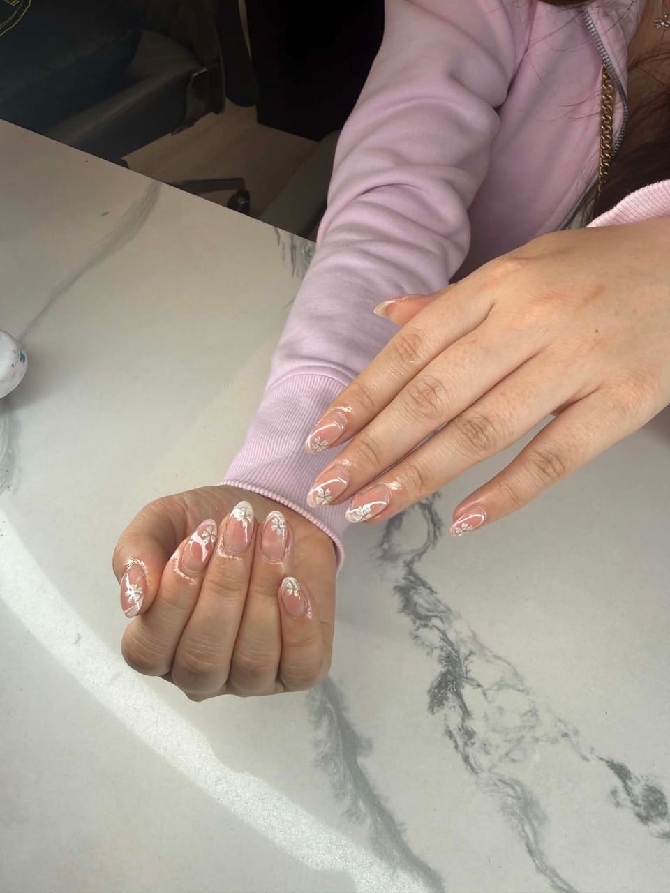 Nails with crystals and glitter at UME Beauty Nails Spa